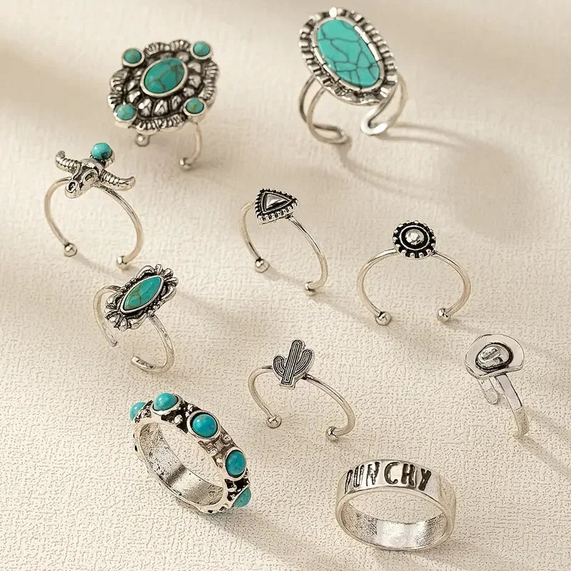 Yolanda | Set de 10 Anillos Estilo Western