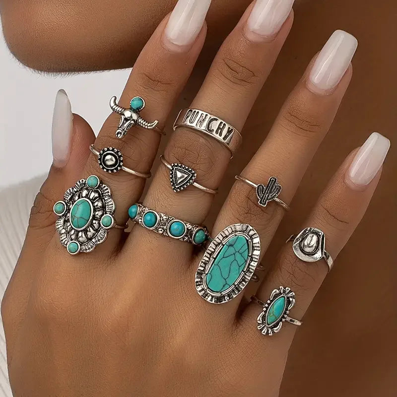 Yolanda | Set de 10 Anillos Estilo Western