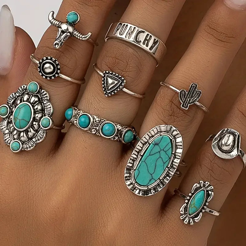 Yolanda | Set de 10 Anillos Estilo Western