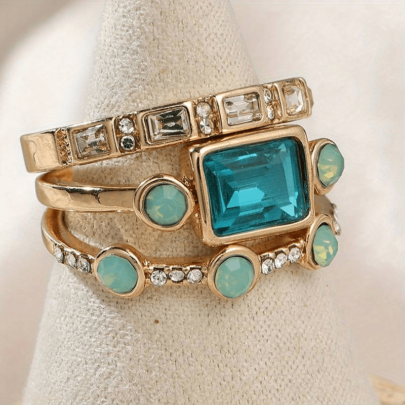 Elena | Anillo Vintage con Cristal Azul