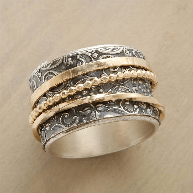 Laura | Anillo Antiguo Dorado y Plateado