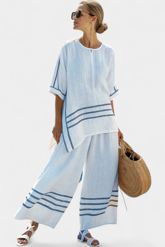 Alicia | Conjunto de Pantalón Asimétrico de Rayas Blue 5XL
