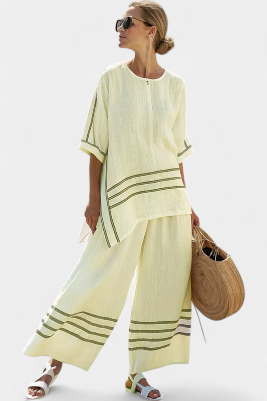 Alicia | Conjunto de Pantalón Asimétrico de Rayas Yellow