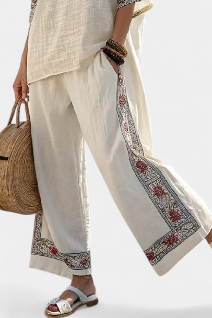 Rebeca - Conjunto de Pantalón Ancho Bordado