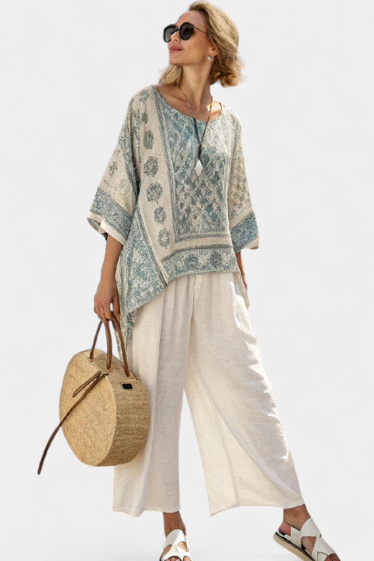 Itziar - Conjunto de Pantalón Ancho Estampado