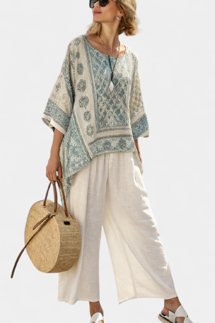 Itziar - Conjunto de Pantalón Ancho Estampado