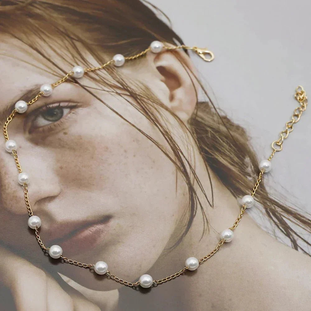 Patricia | Collar Dorado con Perlas