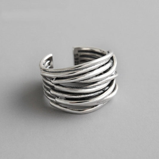 Ana | Anillo Ajustable Multicapa en Plata de Ley